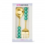 Orb Salad Servers | Emerald Orb Salad Servers | Emerald